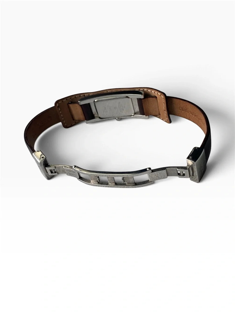Women’s Opex Paris Rectangular Watch with brown leather bracelet, New Battery